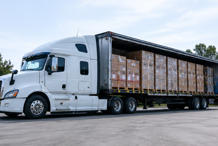 PTL less-than-truckload trucking service transportation scene